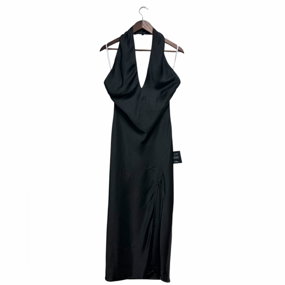 Lulu's Black Satin Asymmetrical Dress Size M
